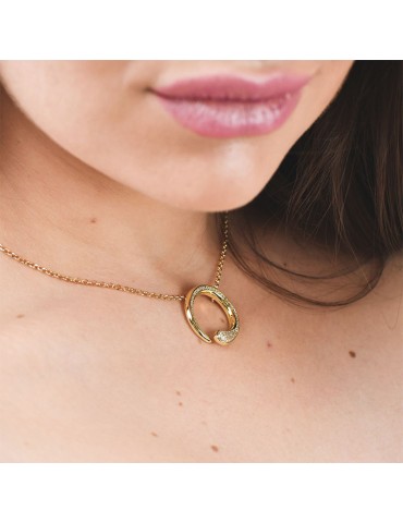 Boccadamo Necklace - Gilded Bronze-Zirconated Contrariè Pendant-KGR036D 2
