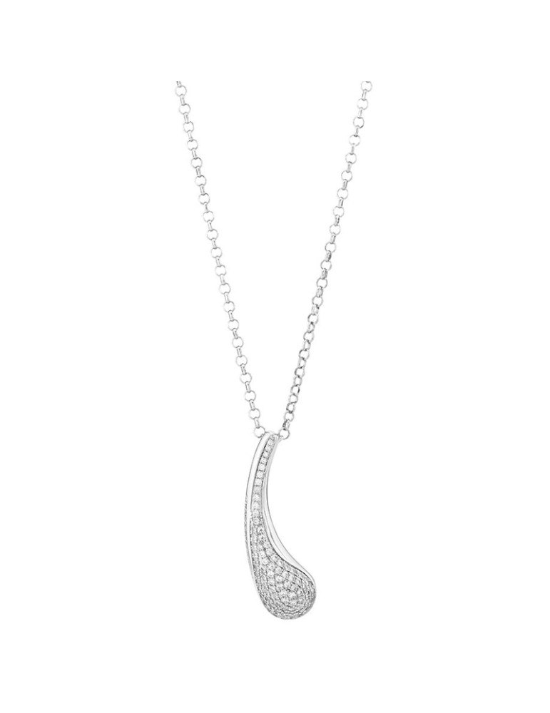 Boccadamo Necklace-Silver Plated Bronze-Zircon Teardrop Pendant-KGR038