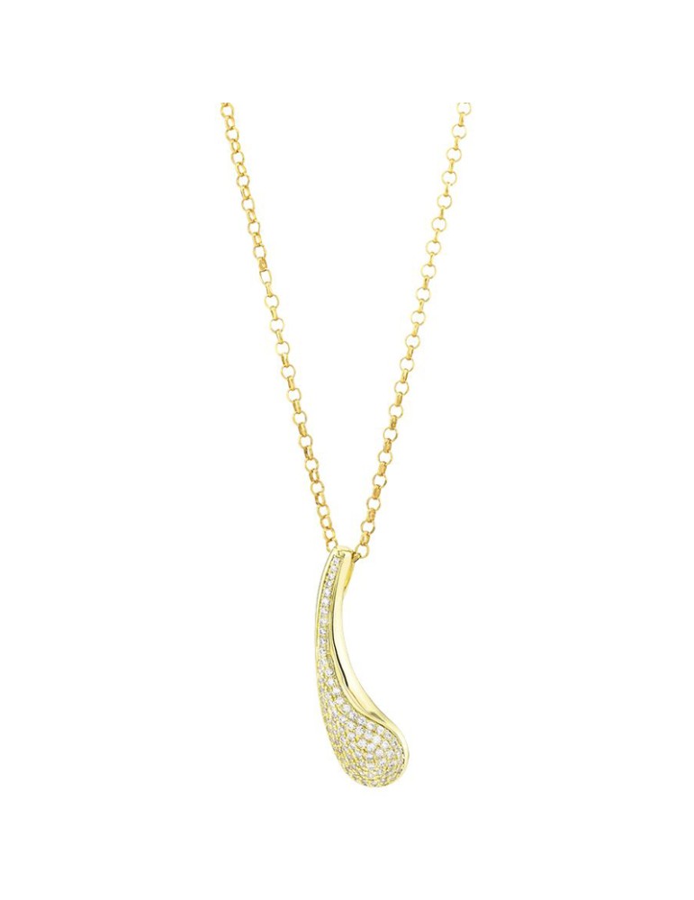 Boccadamo Necklace - Gilded Bronze - Zirconated Teardrop Pendant - KGR038D