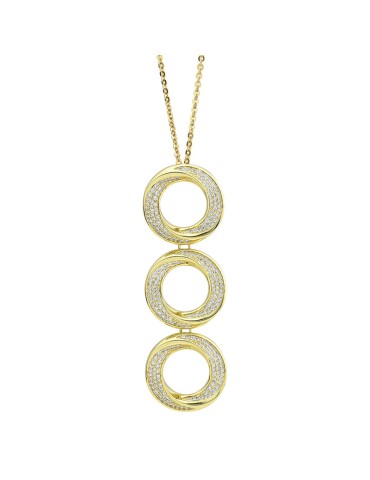 Collana Boccadamo - Bronzo Dorato - Pendente - Zirconi Bianchi-KGR045D