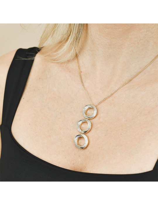 Boccadamo Necklace - Golden Bronze - Pendant - White Zircons-KGR045D