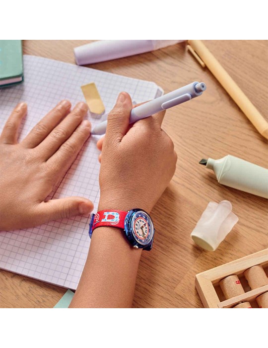 Orologio Flik Flak - Know Your ABC - 32mm-Rosso e Blu-Lettere-ZFBNP244