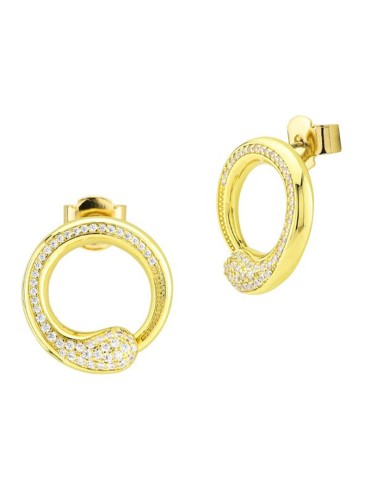 Boccadamo Earrings - Contrariè -Golden Bronze-White Zircons-KOR036D