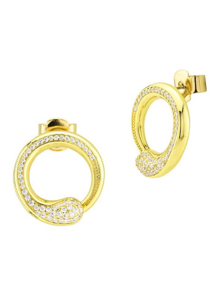 Boccadamo Earrings - Contrariè -Golden Bronze-White Zircons-KOR036D