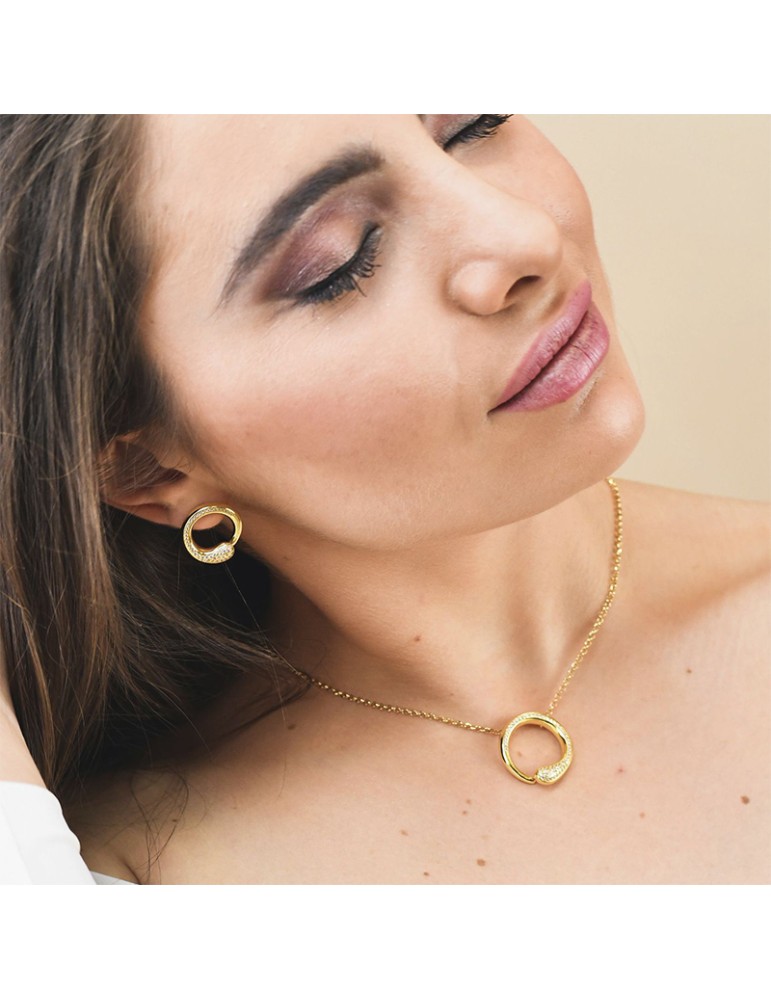 Boccadamo Earrings - Contrariè -Golden Bronze-White Zircons-KOR036D