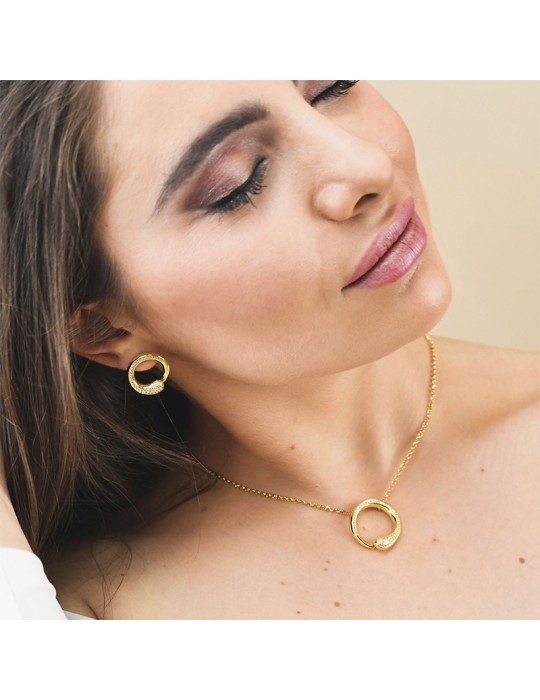Boccadamo Earrings - Contrariè -Golden Bronze-White Zircons-KOR036D