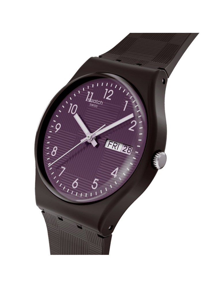 Swatch Watch - Time & Date - Brown - 34mm - Purple - SO28C700
