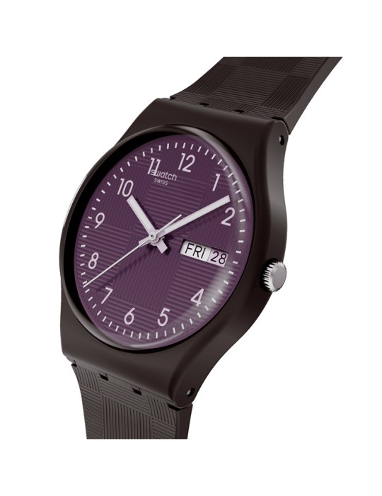 Swatch Watch - Time & Date - Brown - 34mm - Purple - SO28C700