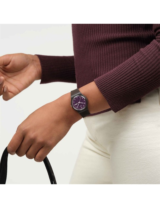 Swatch Watch - Time & Date - Brown - 34mm - Purple - SO28C700