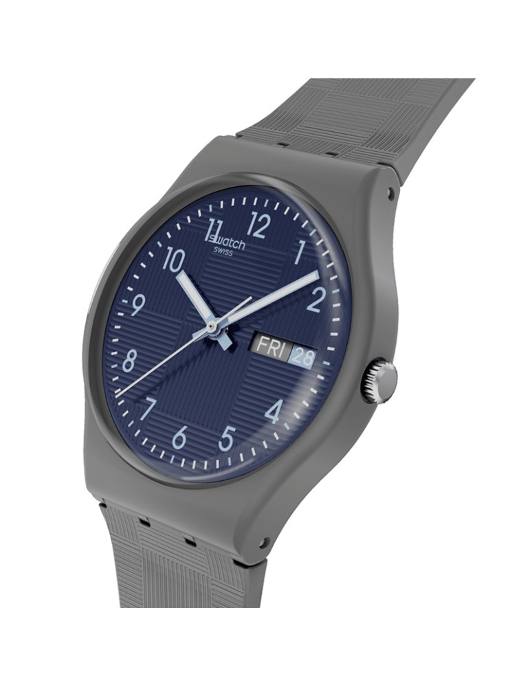Orologio Swatch -Tile Dial - Tempo e Data - Grigio - 34mm-Blu-SO28M701