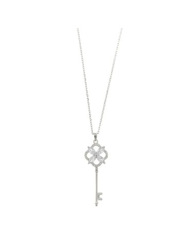 Collana Salvatore Plata-Argento 925% Rodiato-Chiave-Cristalli-112C0122
