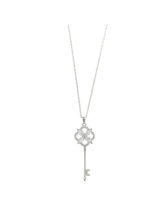 Collana Salvatore Plata-Argento 925% Rodiato-Chiave-Cristalli-112C0122