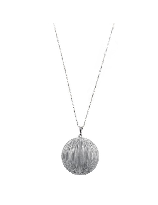 Salvatore Plata Necklace-925% Sterling Silver-Diamond Pendant Sphere-112C0154
