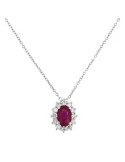 Davite&Delucchi Necklace - in 18K White Gold with Natural Diamonds and Ruby - 0