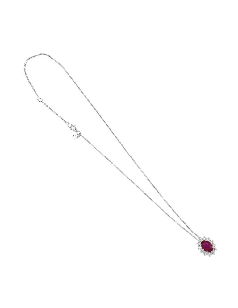 Collana Davite&Delucchi - in Oro Bianco 18 Carati con Diamanti Naturali e Rubino - 0