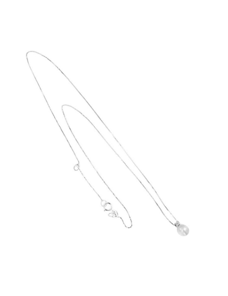 Davite&Delucchi Necklace - in 18K White Gold with 8mm Pearl and Natural Diamond - 0