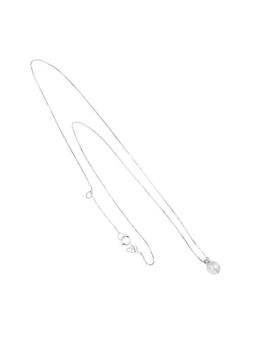 Davite&Delucchi Necklace - in 18K White Gold with 8mm Pearl and Natural Diamond - 0