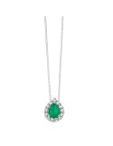 Miluna Necklace - in 18-karat White Gold with Emerald Pendant and Natural Diamonds - 0