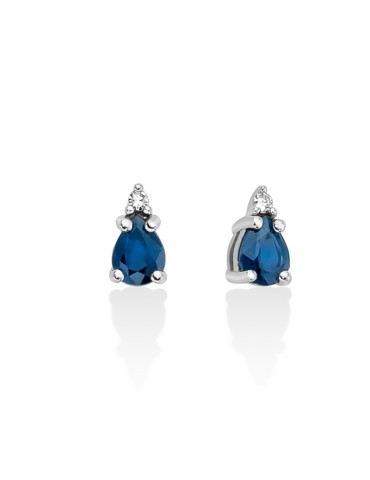 Miluna Drop Earrings in 18K White Gold with Blue Sapphire and Natural Diamonds - 0