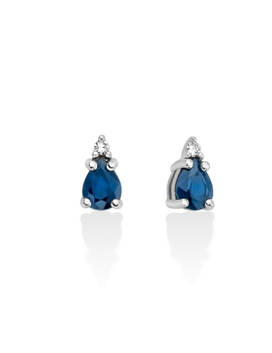 Miluna Drop Earrings in 18K White Gold with Blue Sapphire and Natural Diamonds - 0