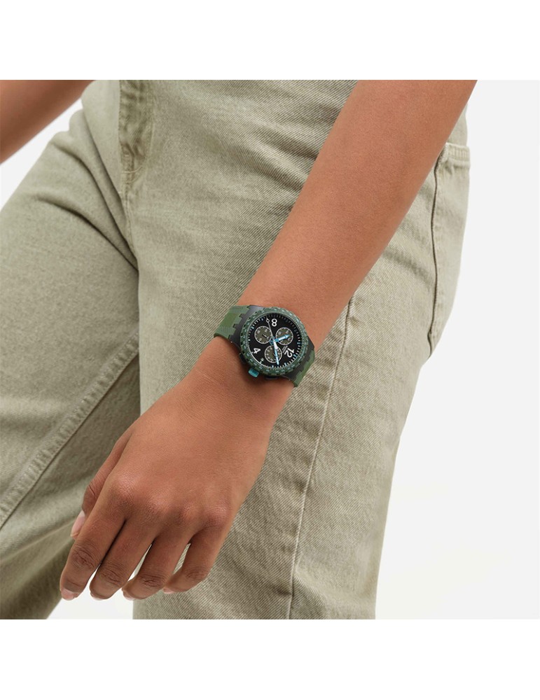 Orologio Swatch - Olive Rush - Cronografo - Verde - 42mm -Nero-SUSB421