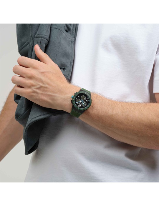 Swatch Watch - Olive Rush - Chronograph - Green - 42mm -Black-SUSB421