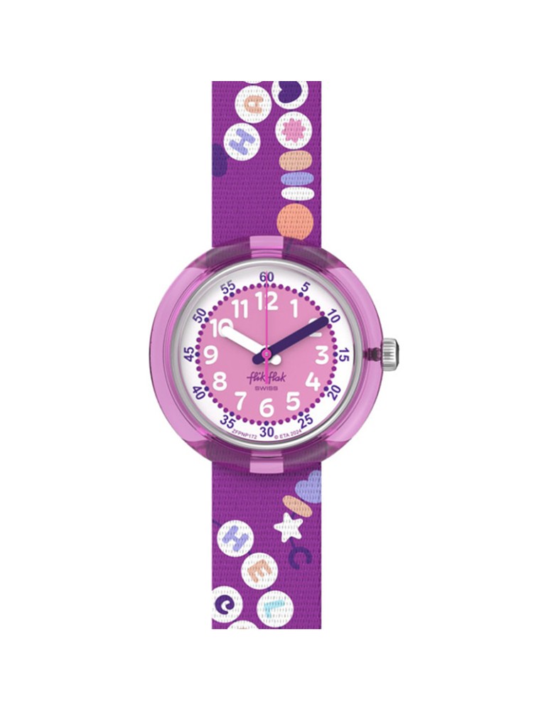 Flik Flak Watch - BFF - Time Only - Purple - 32mm - Lettering-ZFPNP172