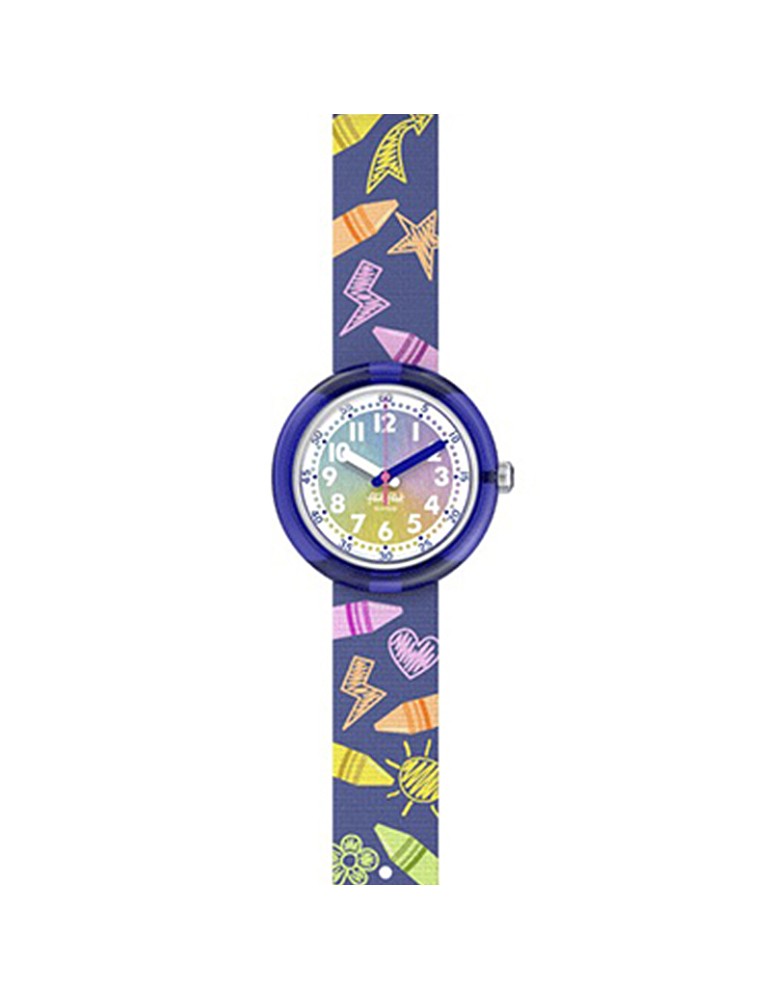 Orologio Flik Flak Rainbow Crayons 32mm Blu Pastello -ZFPNP173