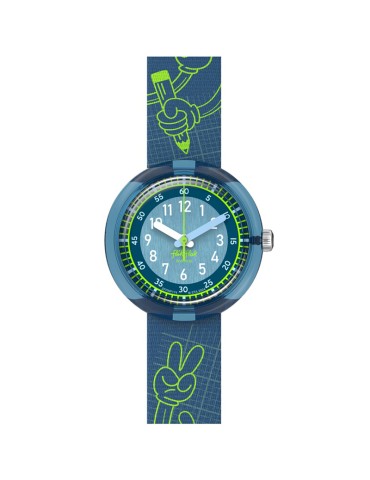 Orologio Flik Flak - Code Talk Blu - 32mm - Disegni Verdi - ZFPNP174