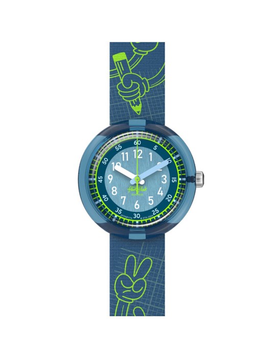 Flik Flak Watch - Code Talk Blue - 32mm - Green Designs - ZFPNP174