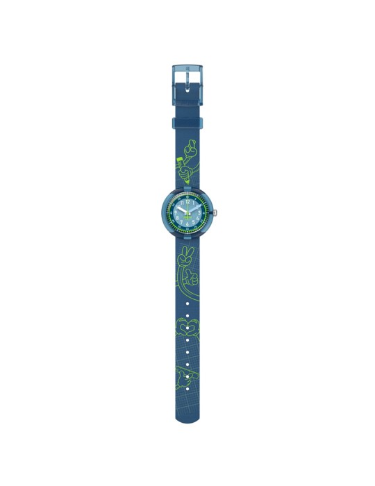 Flik Flak Watch - Code Talk Blue - 32mm - Green Designs - ZFPNP174