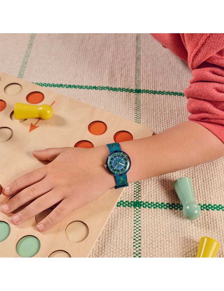 Orologio Flik Flak - Code Talk Blu - 32mm - Disegni Verdi - ZFPNP174