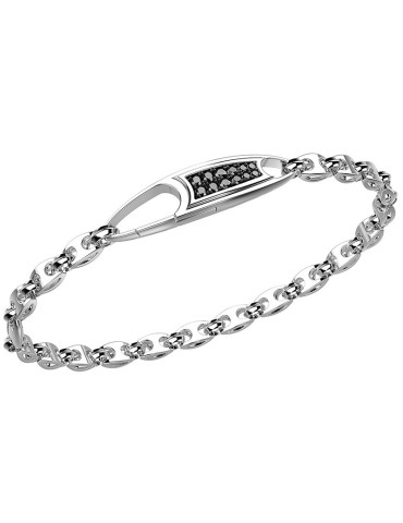 Zancan Bracelet - Aregnto 925% - Central Plate - Black Spinels-EXB598