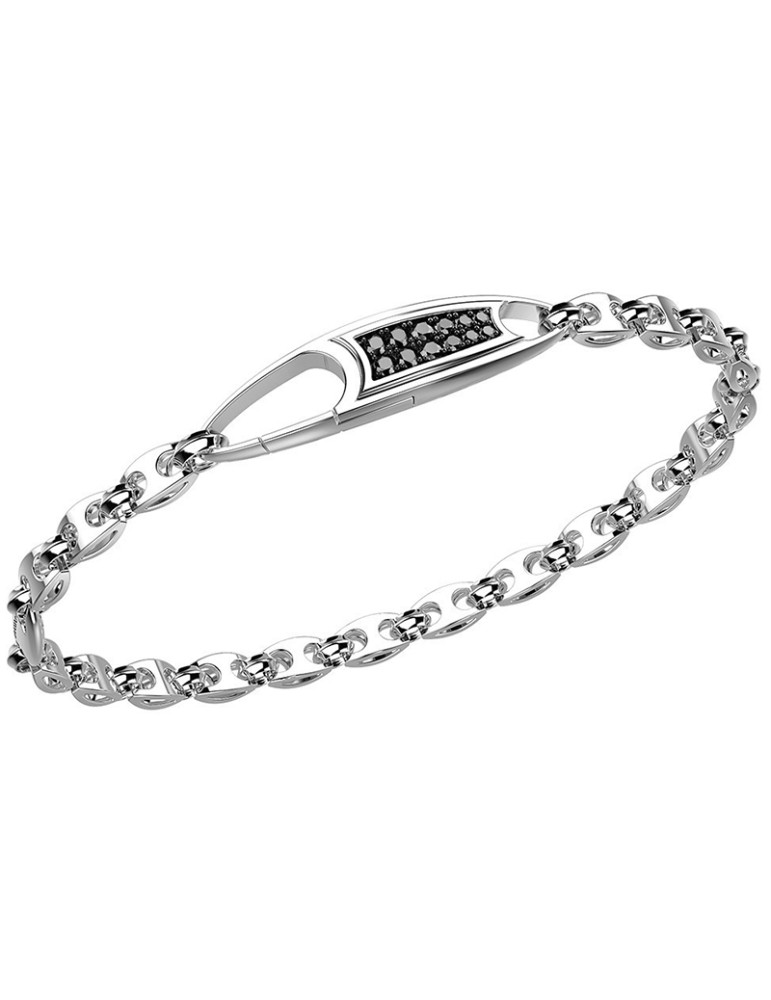 Zancan Bracelet - Aregnto 925% - Central Plate - Black Spinels-EXB598