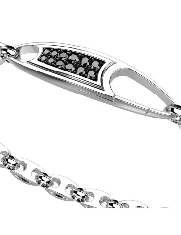 Zancan Bracelet - Aregnto 925% - Central Plate - Black Spinels-EXB598 2