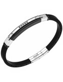 Zancan Bracelet - Hi-Teck - Silicone-Steel 316L-Black Spinels-UHB025