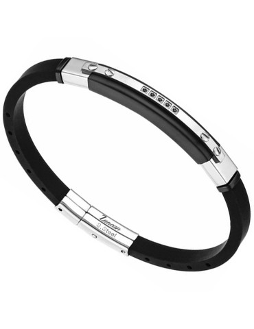 Bracciale Zancan - Hi-Teck -Silicone-Acciaio 316L-Spinelli Neri-UHB025 2