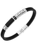 Zancan Bracelet - Black Silicone - Steel - White Crystal - UHB028