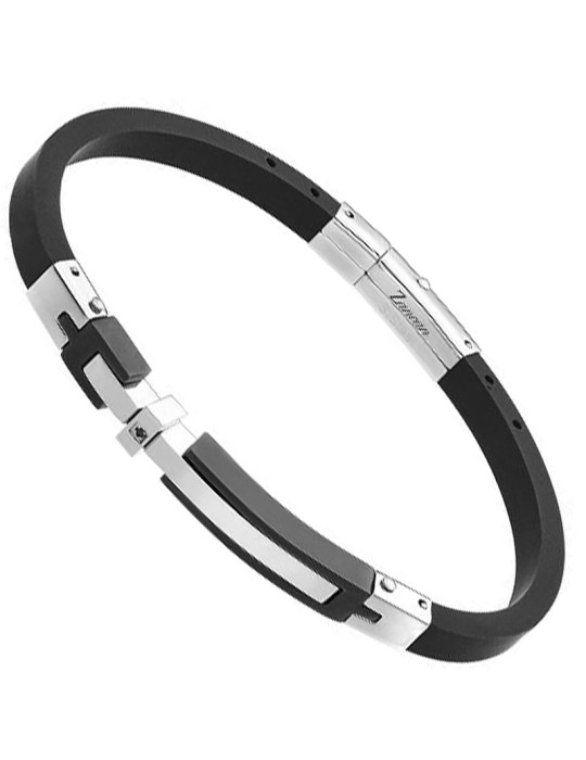 Bracciale Zancan - Hi-Teck-Silicone Nero-Acciaio-Cristallo Nero-UHB093