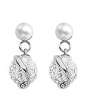 Orecchini Boccadamo - Argento 925% - Perle -Boule-Pavè di Strass-OR489