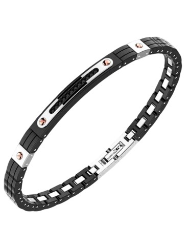 Zancan Bracelet - 316L Steel - Black Ceramic - Black Spinels-EHB147
