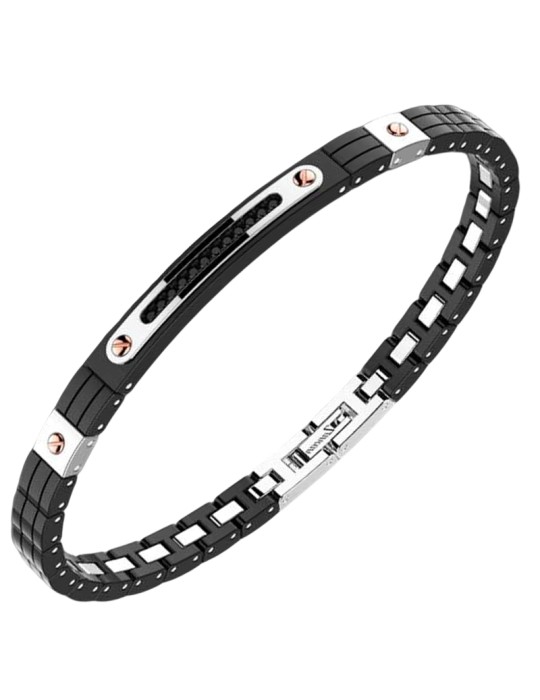 Zancan Bracelet - 316L Steel - Black Ceramic - Black Spinels-EHB147