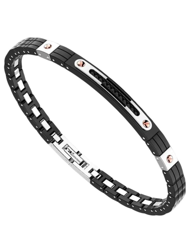 Zancan Bracelet - 316L Steel - Black Ceramic - Black Spinels-EHB147