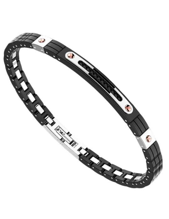 Bracciale Zancan - Acciaio 316L - Ceramica Nera - Spinelli Neri-EHB147