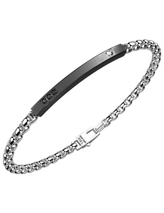 Bracciale Zancan - Acciaio 316L - Targa Centrale Nera - EHB177