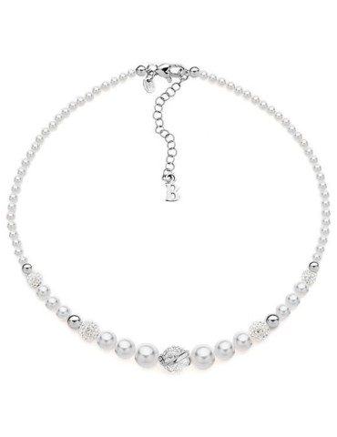 Boccadamo Necklace - Pearls - 925% Silver - Boules - White Pearls-GR504