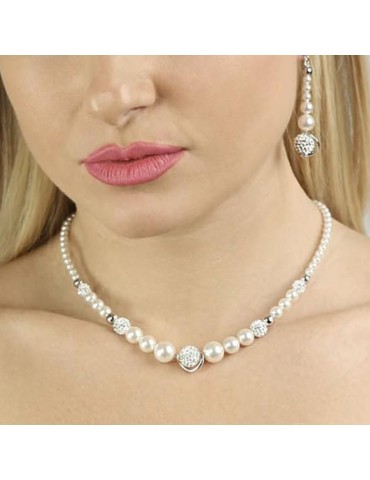 Boccadamo Necklace - Pearls - 925% Silver - Boules - White Pearls-GR504 2