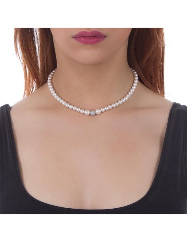 Boccadamo Necklace - Pearls - 925% Silver - Central Boule - Swarovski - GR637 2