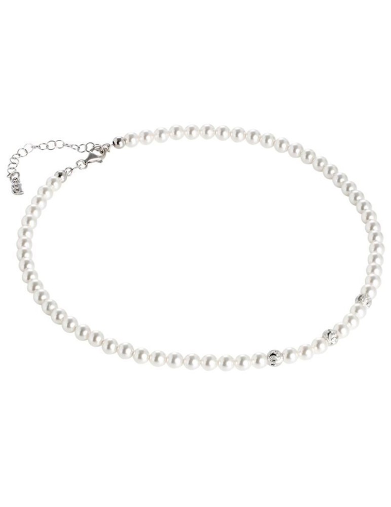 Boccadamo Necklace - 925% Silver - Diamond Loops - Pearls 6 mm - GR650