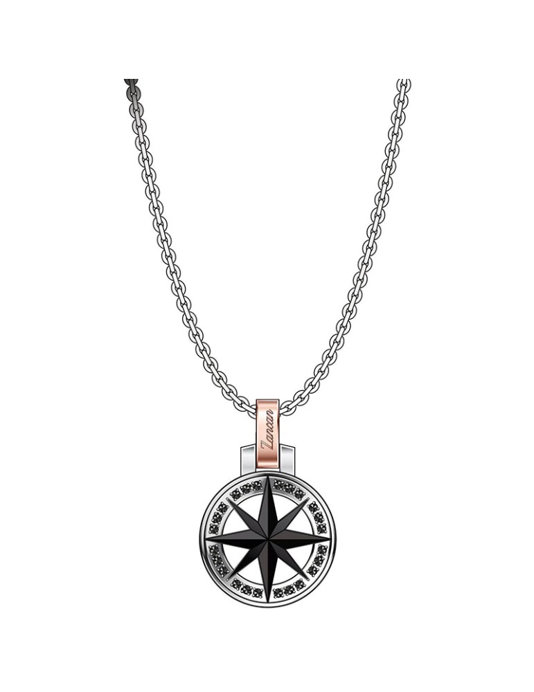 Collana Zancan - Acciaio 316L - Stella Polare Nera-Zirconi Neri-EHC153